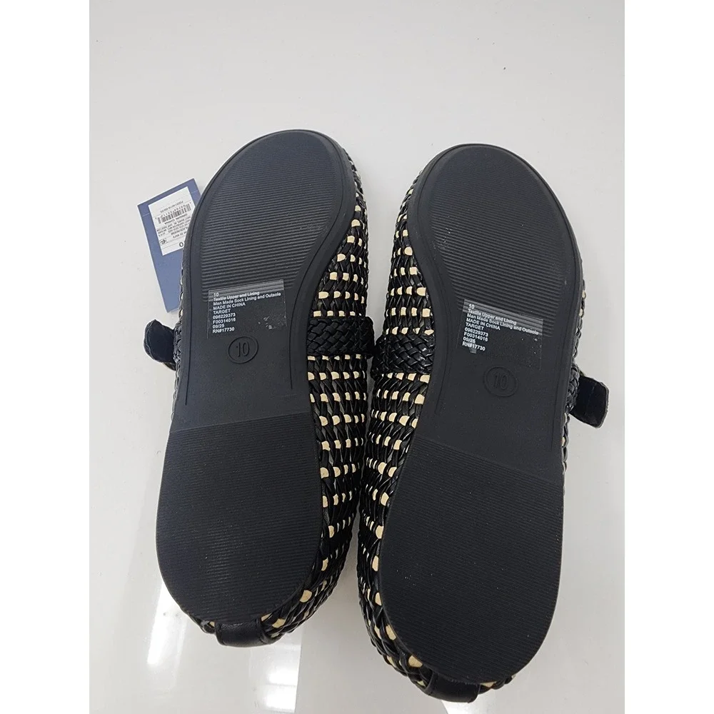 Universal Thread Womens Woven Mary Jane Flats Black Textile Casual Size 10